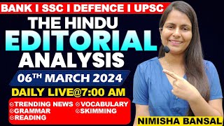 Editorial Analysis  6th March 2024  Vocab Grammar Reading Skimming  Nimisha Bansal [upl. by Leesen997]