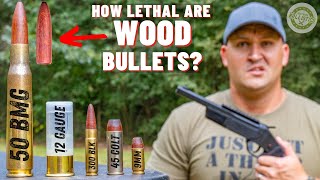 How Lethal Are WOOD Bullets  50 BMG 12 Gauge 9mm amp More [upl. by Isbella]