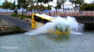 SPLASHTOURS BUS MAKES SPLASH Amphibus Splashbus in river Rotterdam Netherlands [upl. by Nereen]