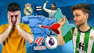 ENFRENTAMOS los XI de LALIGA y la PREMIER LEAGUE LANZANDO DARDOS al MAPA [upl. by Groeg]