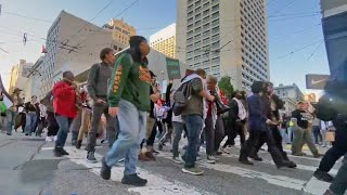 ProPalestinian protesters disrupt Christmas shopping in SF Union Square [upl. by Aisanat]