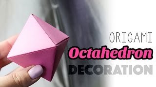 Origami Octahedron Decoration Box Tutorial  Paper Kawaii [upl. by Rama]