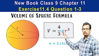 volume of sphere formula example in hindi class 9 math ncert solution chapter 11 ex 114 Q 1 2 3 [upl. by Jessee]