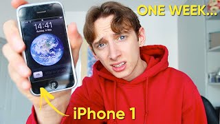 I used the FIRST EVER IPHONE for 1 week straight iPhone 1 from 2007 [upl. by Warfourd]