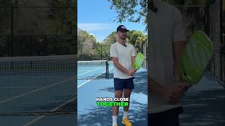 How to properly grip the paddle for a two handed backhand pickleballcoach pickleballcoach [upl. by Yahsan623]