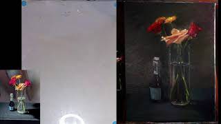 FULL OIL PAINTING WITH THE WORST OIL PIGMENTS ALLA PRIMA OIL PAINTING FLOWERS [upl. by Reena]