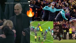 🔥 Pep Guardiola celebrated Barcelona victory over Real Madrid in El Clasico Camp NouXavi reaction [upl. by Elonore462]