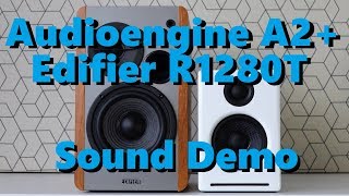 Audioengine A2 vs Edifier R1280T  Sound Demo w Bass Test [upl. by Lynda691]