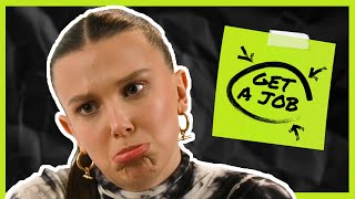 Millie Bobby Brown Requests Donkeys amp Dirty Carrots in her Office  Get A Job [upl. by Ynot]