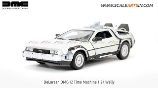 DeLorean DMC12 Back to the future Time Machines 124 Welly diecast scale model car [upl. by Atidnan801]