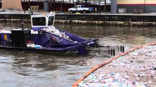 Baltimore City Trash Skimmer Boat in the Inner Harbor [upl. by Gabrila]