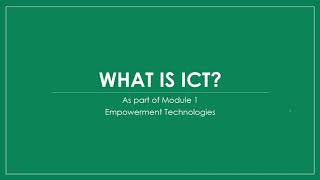 Techno  Module 1  Introduction to ICT [upl. by Taffy265]