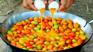 Tasty Eggs Fried Grape Tomato With My Sister At My Village Egg Fried Grape Tomato Recipe  Svatube [upl. by Aymer]