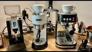 Live Video DeLonghi Dedica vs Sage Bambino Plus Workflow Comparison [upl. by Noynek929]