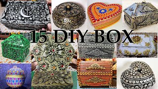 15 Beautiful Jewelry Box with Clay Cement and Cardboard  Jewellery box craft idea Fast Mode video [upl. by Gilpin]