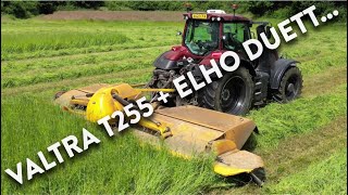 4Kᵁᴴᴰ Hay Harvest 2024 Valtra T255 TwinTrac mowing with an ELHO Duett 7300 73m mower conditioner [upl. by Mckeon]