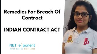 Remedies For Breach Of Contract Indian Contract Act By NET EXPONENT [upl. by Zetra98]