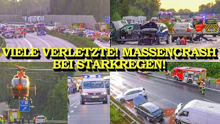 MASSENCRASH BEI STARKREGEN AUF A2  SCHWERES UNWETTER FORDERT VIELE VERLETZTE  GROSSEINSATZ [upl. by Carr]