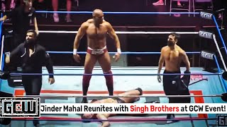 Jinder Mahal Reunites with Singh Brothers at GCW Event [upl. by Nyladnohr]