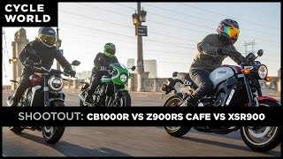 Honda CB1000R vs Kawasaki Z900RS Cafe vs Yamaha XSR900 [upl. by Guyon]