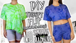 Thrift Flip No Sewing Machine Ep13  Bleached Tie Dye  Matching set  Clothes Transformation [upl. by Rene]