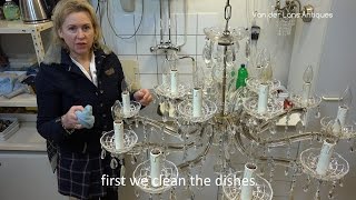 Lans Antiques cleaning chandelier [upl. by Alleuqram828]