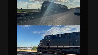 NS 4215 Leader on GMGYVE East with friendly conductor passing Stanfield Oregon yesterday [upl. by White]