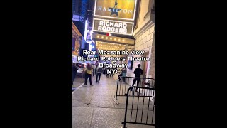 Hamilton Musical  View from rear mezzanine at Richard Rodgers Theatre  Broadway  NYC [upl. by Eimme717]