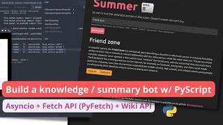 Build a knowledge bot 📰 w PyScripts Fetch API  Wikimedia [upl. by Nazario]