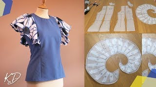 RUFFLE BLOUSE PATTERN TUTORIAL  KIM DAVE [upl. by Yemiaj]