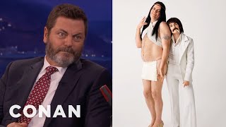 Nick Offerman amp Megan Mullally Dressed As Sonny amp Cher  CONAN on TBS [upl. by Atinuhs]