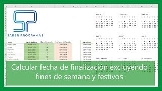 Calcular FECHA FINAL excluyendo festivos y fines de semana en Excel ✅ [upl. by Aibsel729]