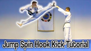 Taekwondo Jump Spin Hook Kick Tutorial  GNT How to [upl. by Arrec]