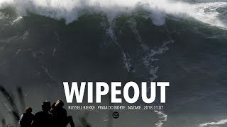 Wipeout  Russell Bierke  Raw Footage  Nazaré Portugal  20181107 Surf Big Waves 4K [upl. by Ennyl]