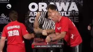 Ján Germanus vs Mariusz Grochowski Orawa Armwrestling Challenge Jablonka 2012 [upl. by Lladnik907]