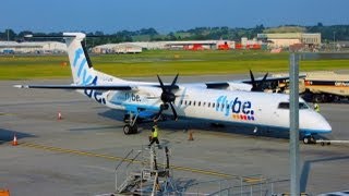 Flybe Q400 EdinburghManchester Flight Experience [upl. by Anitra]