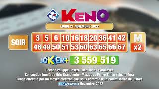 Tirage du soir Keno® du 21 novembre 2022  Résultat officiel  FDJ [upl. by Ginevra]