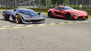 Lamborghini Terzo Millennio vs Toyota FT1 Concept at Monza Full Course [upl. by Yenduhc]