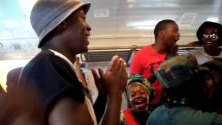 UWC and UCT Fees Must Fall movement singing on the train from Parliament to UCT [upl. by Tehr]