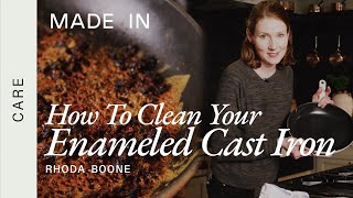 How To Clean Enameled Cast Iron Skillet  Made In Cookware [upl. by Agate418]