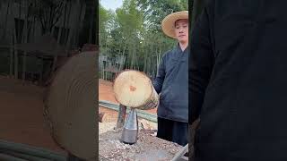 The process of splitting wood with a cracking drill [upl. by Riccio]