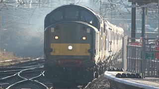 37s bring Stock for the New Upperby Depot on a Cold Morning at Carlisle 37s 43s 68s 66s 30 Nov 23 [upl. by Ecnahoy]