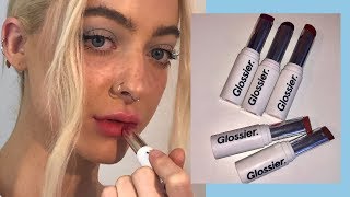 trying new glossier generation g lipsticks  comparing to the old version🔪 [upl. by Ossy]