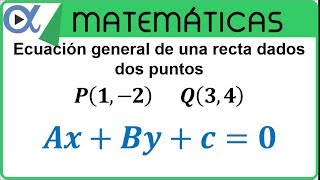 Ecuación general de una recta dados dos puntos  Geometría  Vitual [upl. by Rhoades]