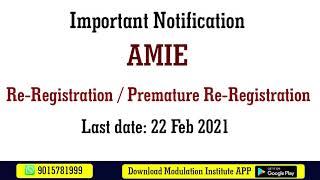 AMIE ReRegistration Notice  Last Date  Modulation Institute  9015791999 [upl. by Odella]