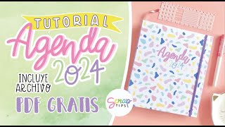 Tutorial ✂️ Agenda 2024 🎀📒🤩 Planeador 📅🌟  Descarga e imprime GRATIS  SCRAPtips [upl. by Epuladaugairam]