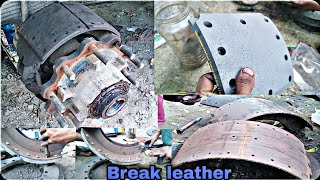 Truck break shoe change  break pad replacementhow to drum brake leather changetruck break lining [upl. by Reeher]