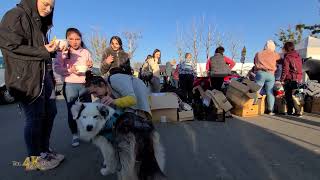 Przemysl Warehouse parking lot turned into refugee camp for Ukrainians 3242022 [upl. by Ativak]