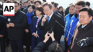 South Korean opposition leader Lee Jaemyung stabbed during Busan visit [upl. by Abra838]