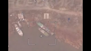 Lancet Drone Hits Ukrainian Boat  Claimed to Be GyurzaM but Possibly Too Small [upl. by Nolur]